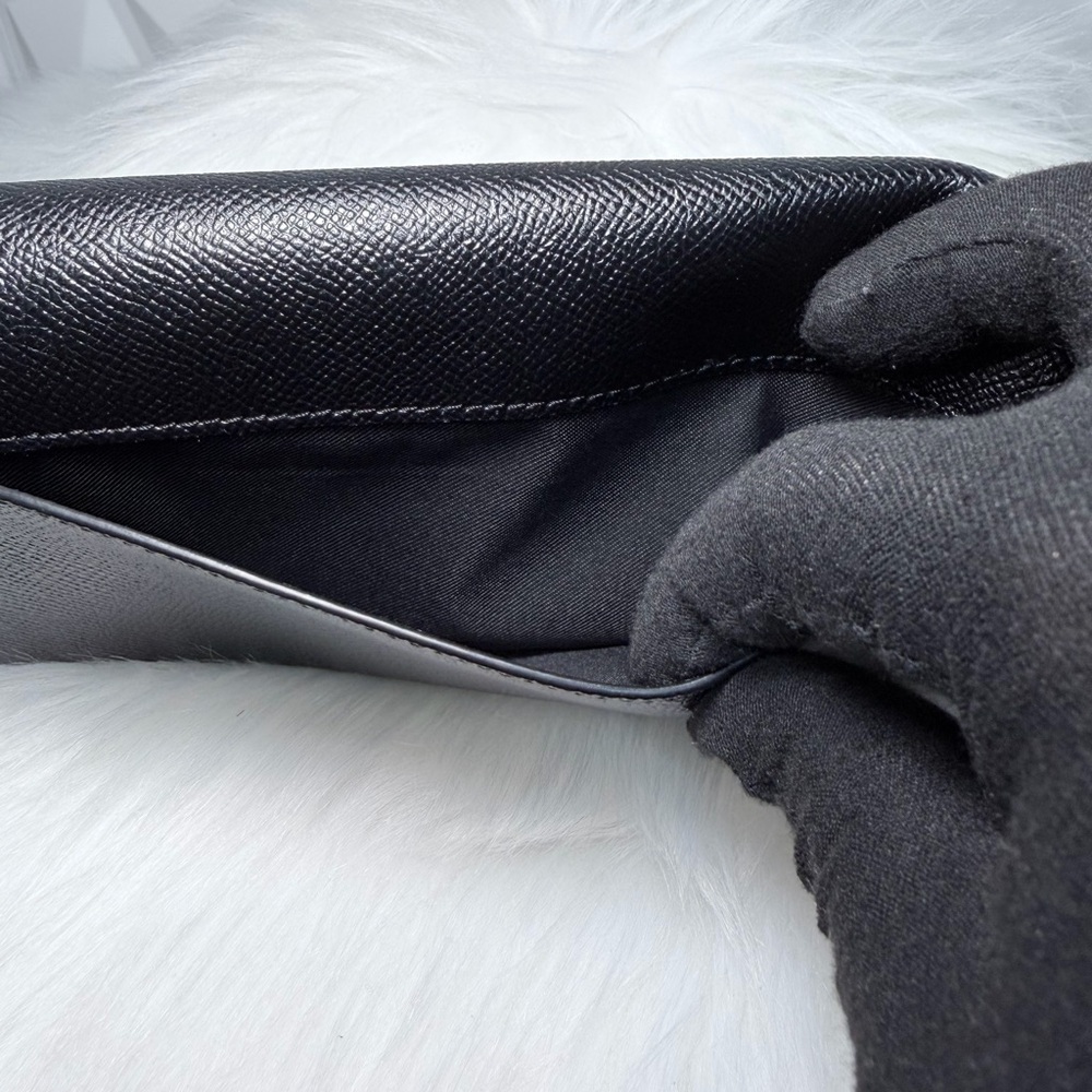Coach Black Textured Leather Continental Clutch Wallet with Gold Logo - Picture 4 of 12